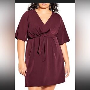 City Chic burgundy tie front dress. Size 18w